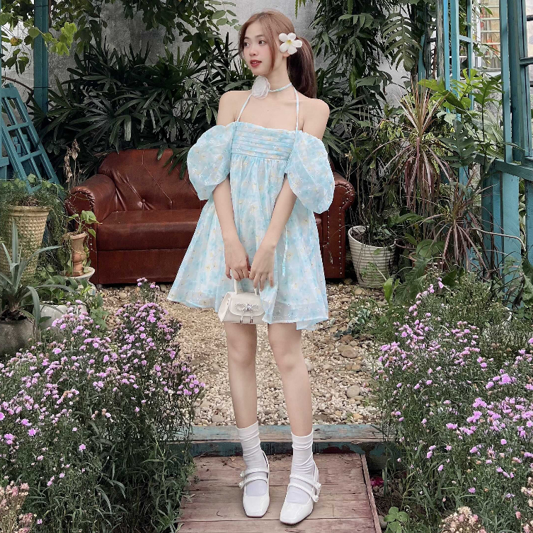 Đầm Babydoll Nữ Tay Phồng (Tặng Kèm Hoa) RYNA DRESS - GOÛT DE JUN