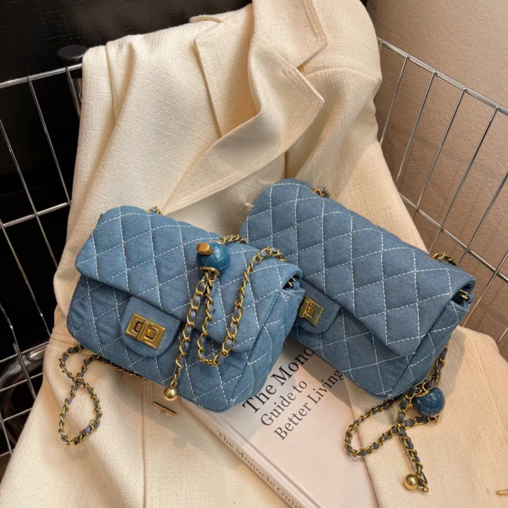 Túi xách nữ khoá xoay denim siêu hot.