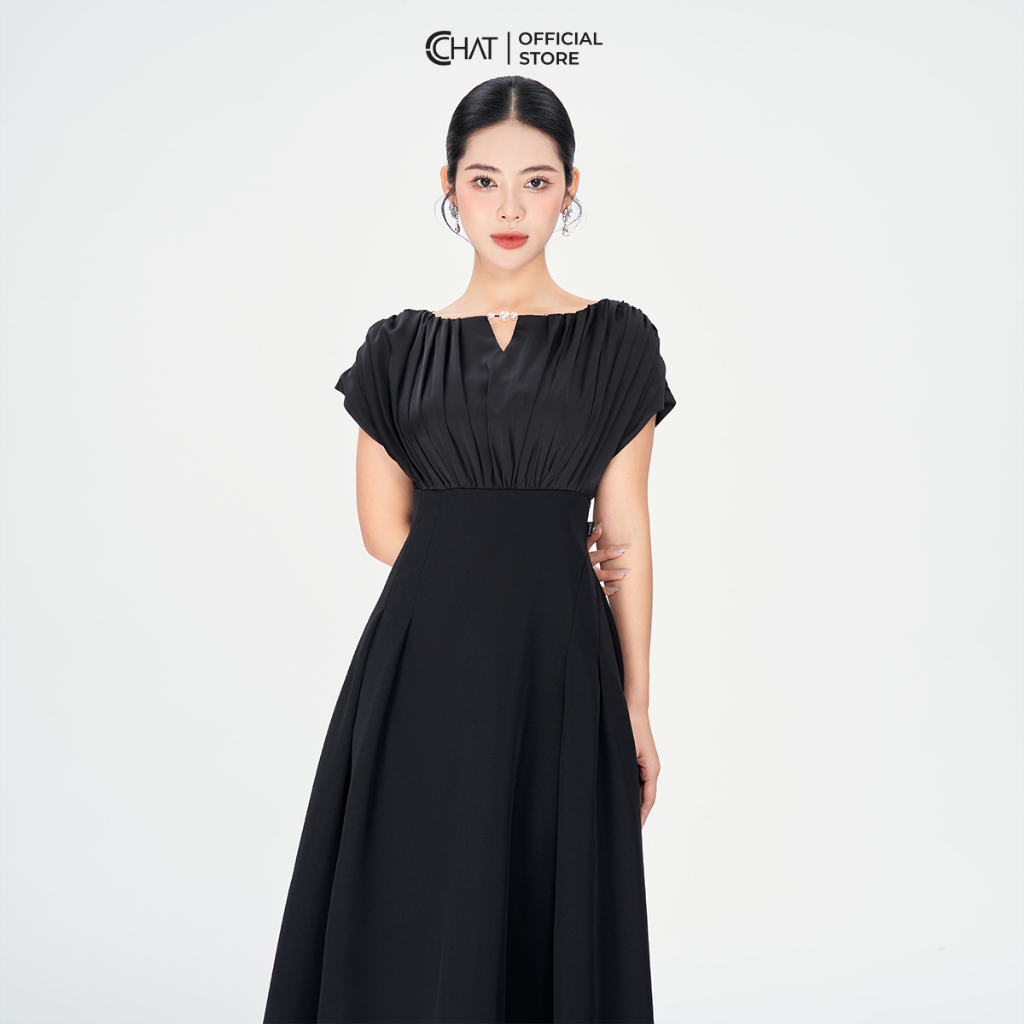 Đầm Nữ 𝐂𝐂𝐇𝐀𝐓 Dáng Xòe Phối Tay Dơi Ly Bung Chất Tuytsi Cao Cấp 53VNS8007XT