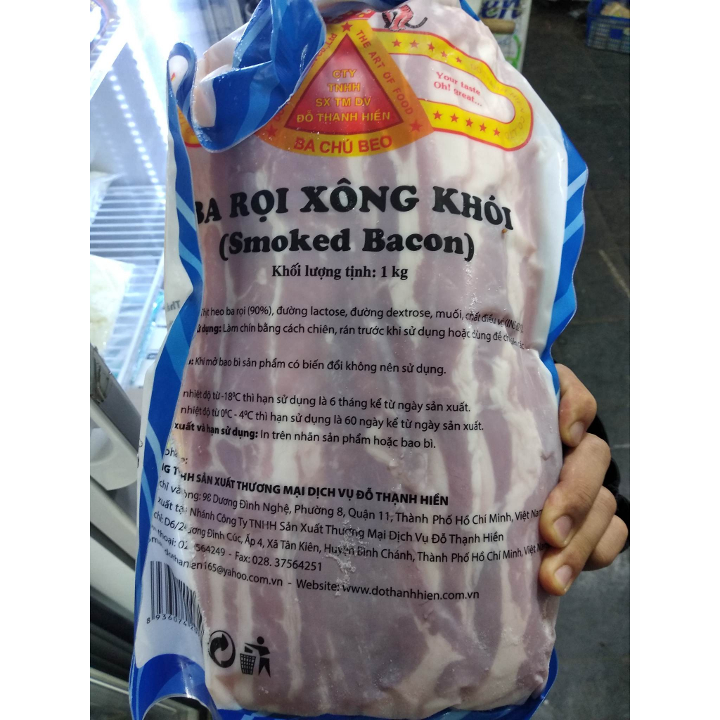 Thịt Bacon Ba rọi xông khói Ba chú Beo Smoked Bacon 1kg