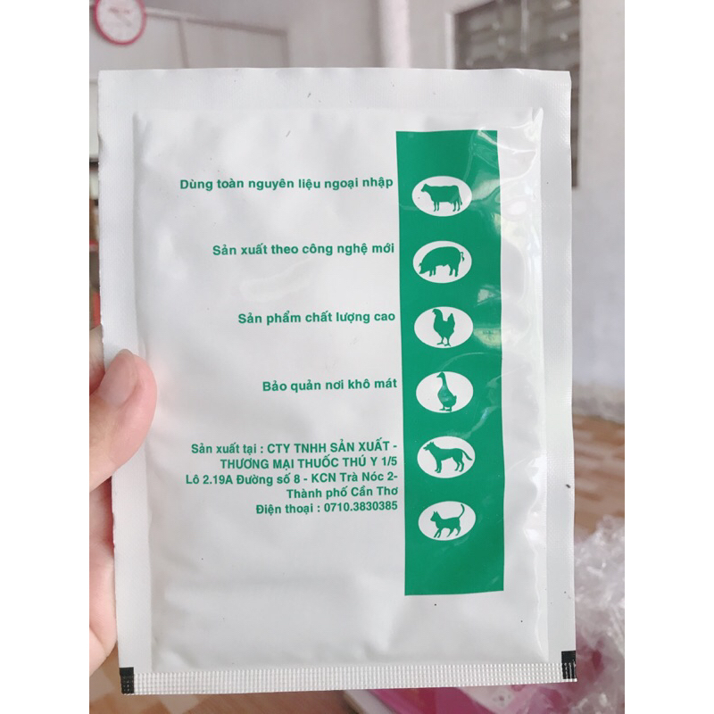 GENTADOX gói 50g khẹc vịt, sưng phù đầu, bại liệt trên vịt
