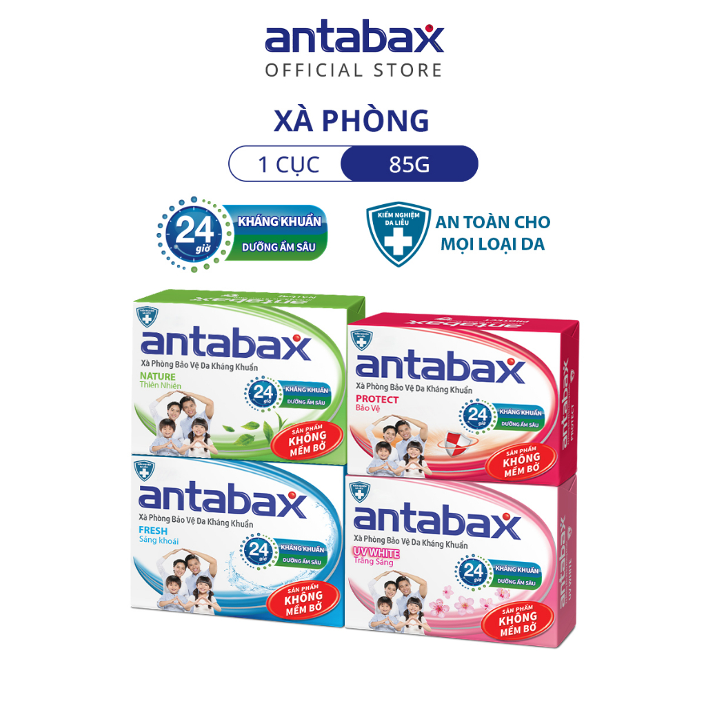 Xà Phòng Bảo Vệ Da Kháng Khuẩn Antabax UV WHITE Trắng Sáng 85g