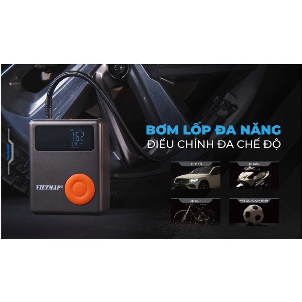 Bơm lốp kích bình Vietmap MF139 Pin 12.000 mAh, đa năng 4 trong 1 DK-MF139 - Hàng chính hãng