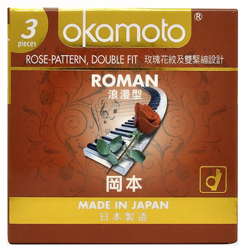 Bao Cao Su BCS Okamoto Roman Rose Pattern Double Fit 0.04 x 51mm vân hoa hồng dâng tràn cảm xúc