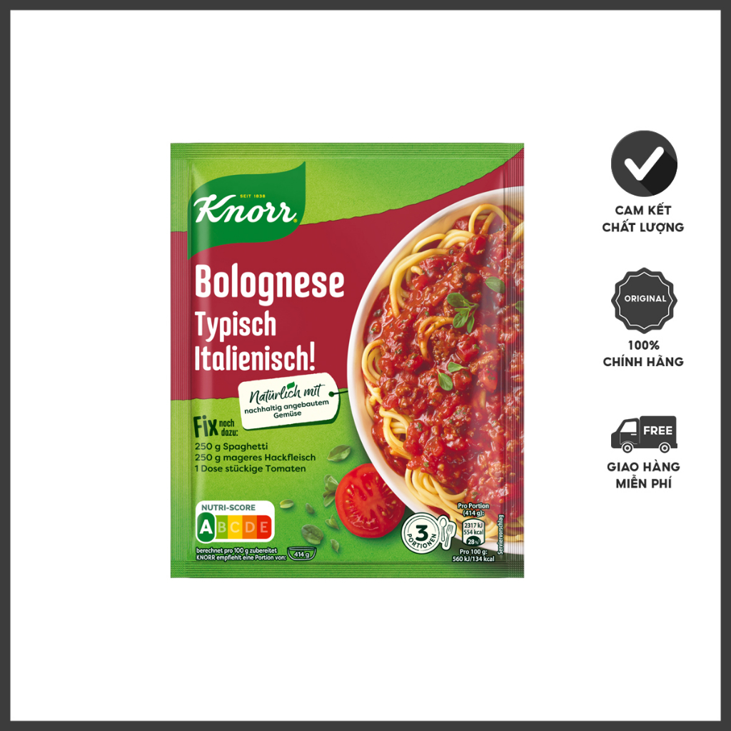 Gia vị Knorr làm nước sốt mỳ Ý Spaghetti Bolognese typisch italienisch mang đậm hương vị của ẩm thực Ý