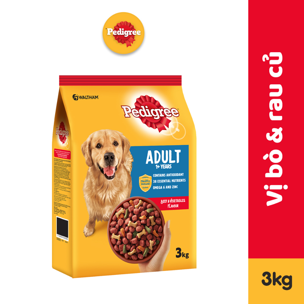 Thức Ăn Cho Chó Lớn PEDIGREE Vị Bò Và Rau Củ, 3kg