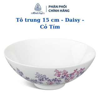 Tô trung Minh Long 15cm Daisy Cỏ Tím bằng sứ hàng đẹp, cao cấp