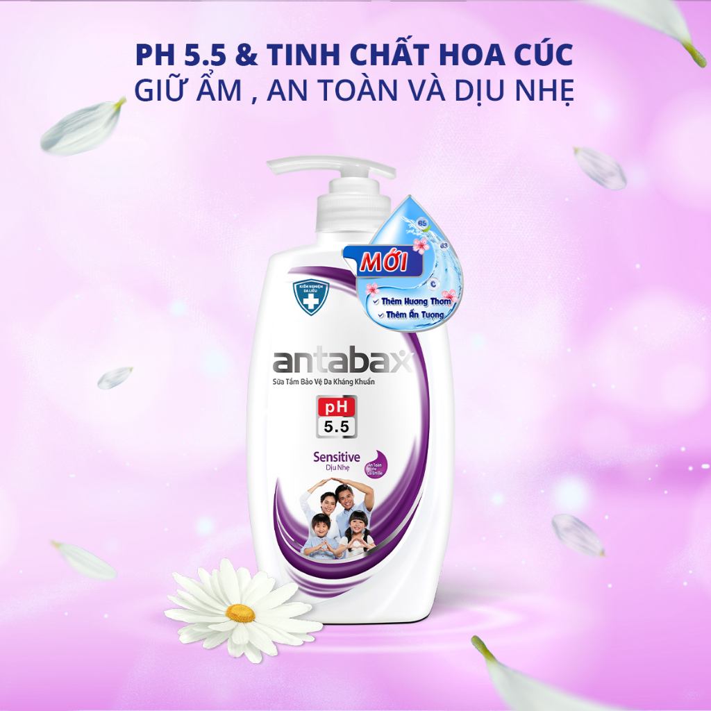 Sữa Tắm Bảo Vệ Da Kháng Khuẩn Antabax Sensitive Dịu Nhẹ 900ml