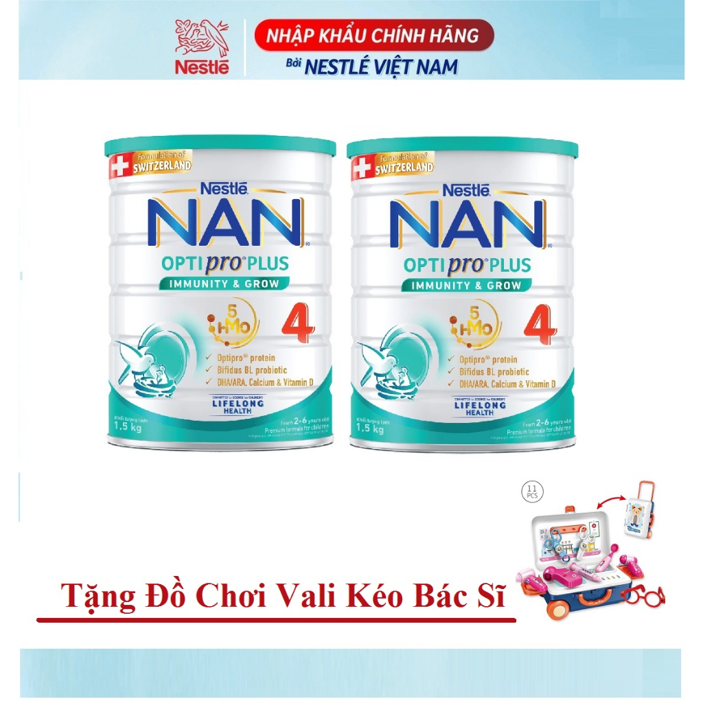 Combo 2 Hộp Sữa Nan Optipro Plus 5HMO Số 4 1.5kg Mẫu mới, date 2025