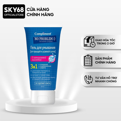 Sữa Rửa Mặt Ngừa Mụn Giảm Bã Nhờn Compliment No Problem Salicylic Acid 3in1 Cho Da Dầu 200ml - Vạch Hồng