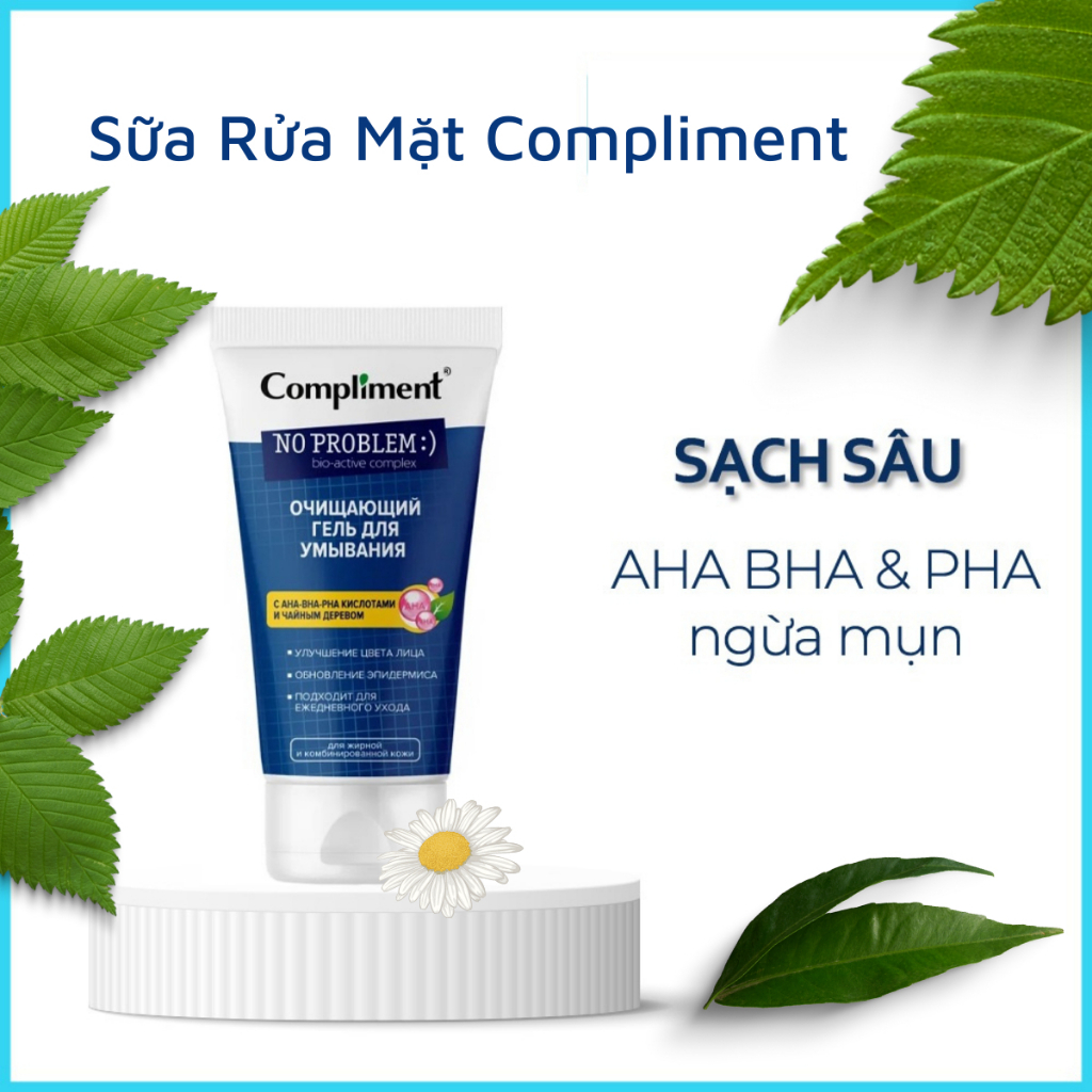 Sữa Rửa Mặt Giảm Thâm Ngừa Mụn Compliment AHA-BHA-PHA & Tee Tree Cho Da Mụn Thâm 200ml - Vạch Vàng