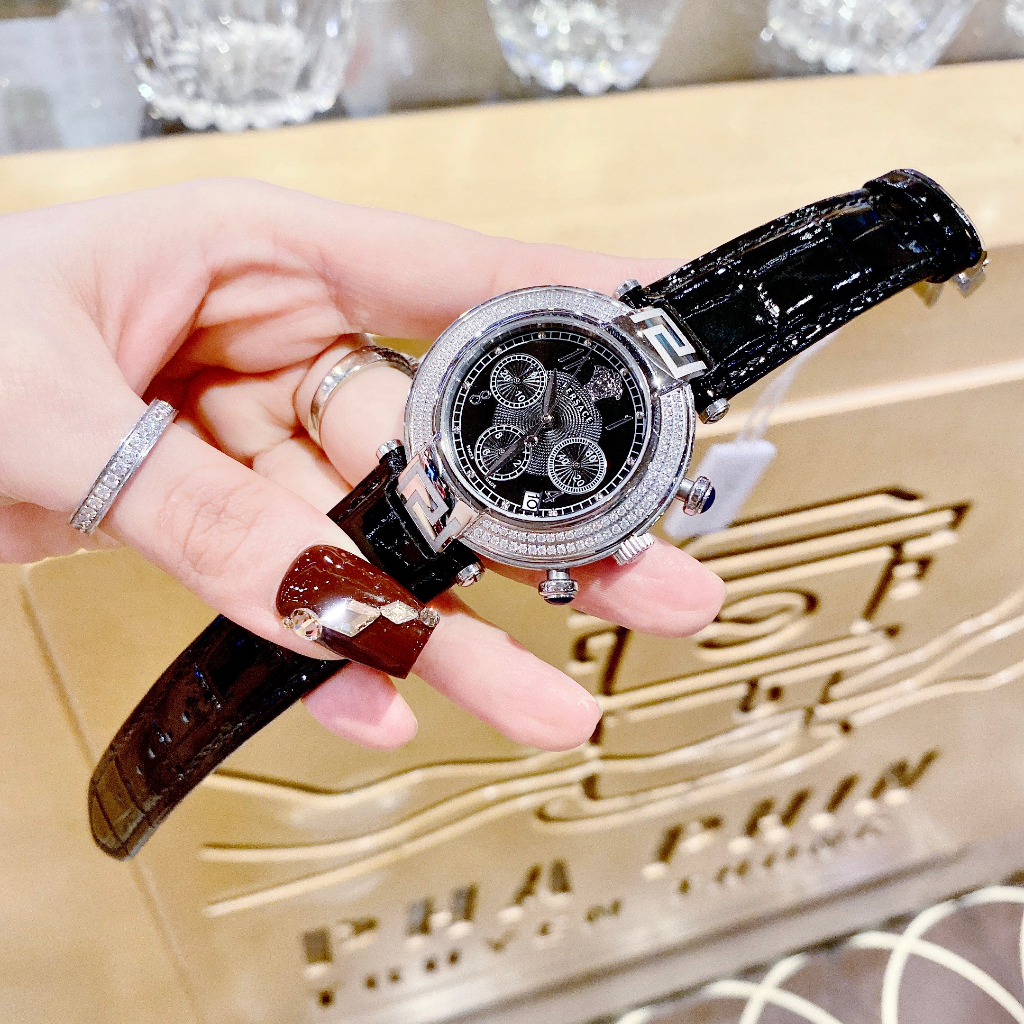 Đồng hồ nữ dây da đeo tay cao cấp chống nước thời trang sang trọng ver$ace size 39mm fullbox , vỏ thép không gỉ