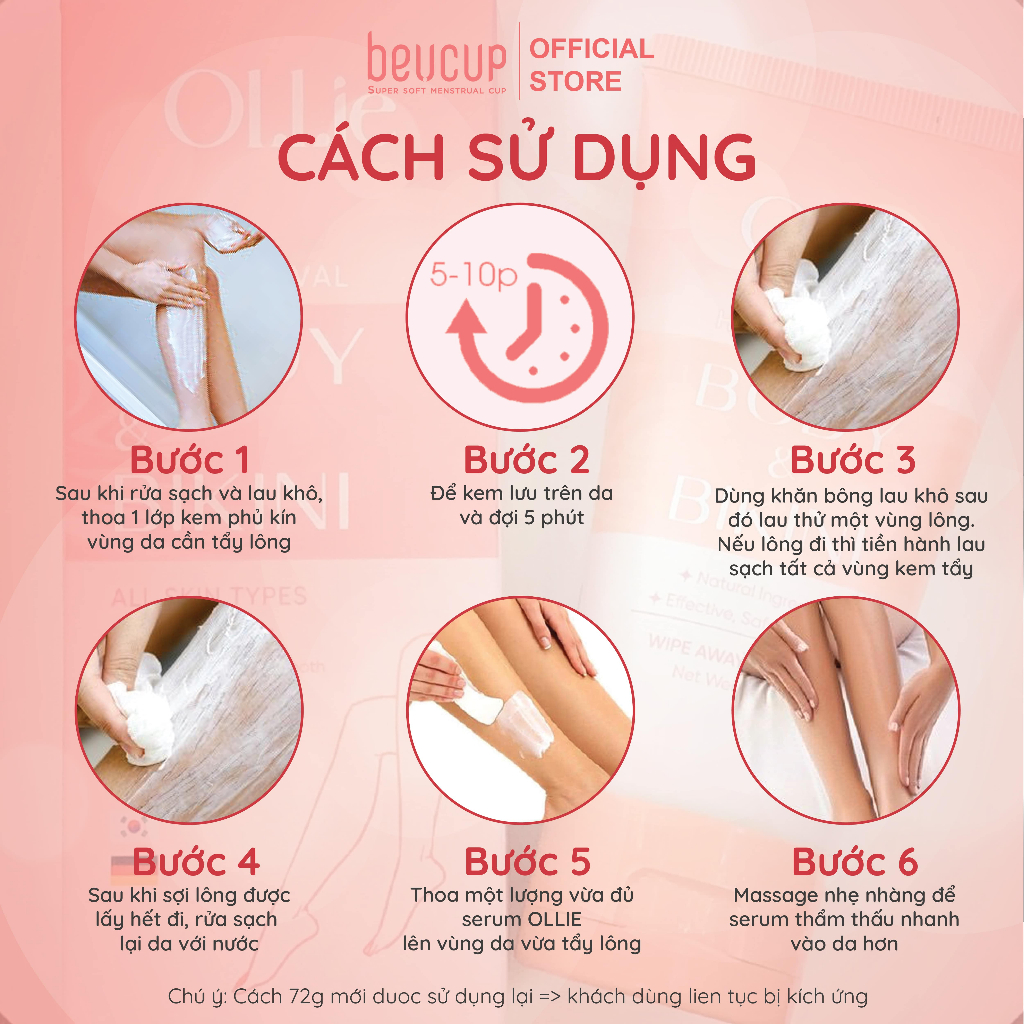 Kem tẩy lông OLLIE tặng 1 mặt nạ đất sét Beuclay