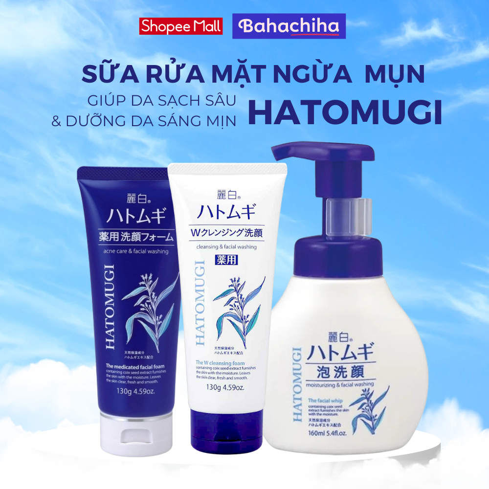 Combo sữa rửa mặt Reihaku Hatomugi 130g dưỡng ẩm trắng da ngừa mụn chiết xuất hạt ý dĩ Nhật - bahachiha