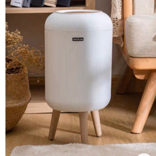 Thùng rác tròn chân gỗ đa năng thông minh feidash 3950