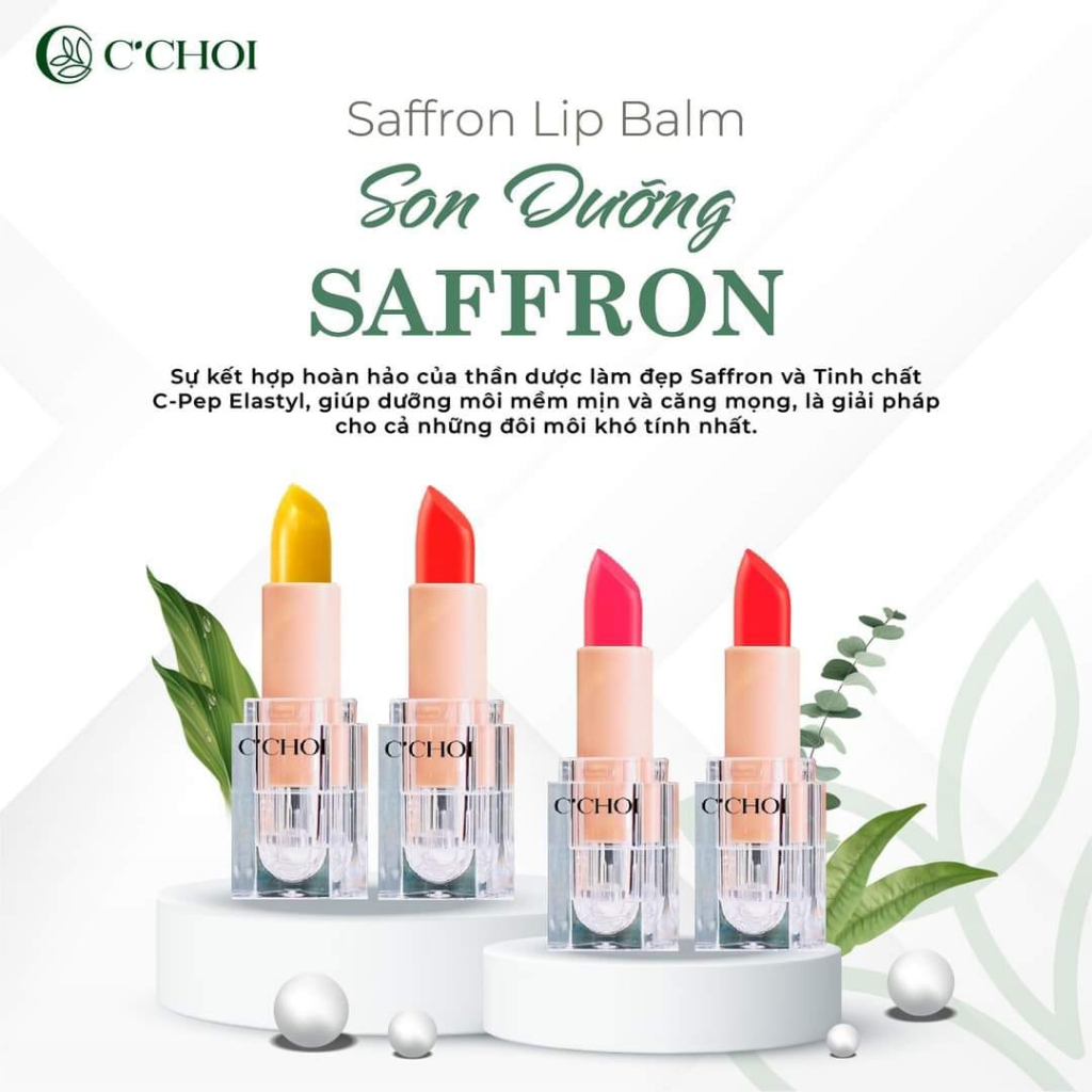 Son Dưỡng Thiên Nhiên Có Màu SAFFRON COLOR - Mỹ Phẩm Xanh C'CHOI - Son Dưỡng Cho Bà Bầu - Son Dưỡng Cho Phụ Nữ Có Thai