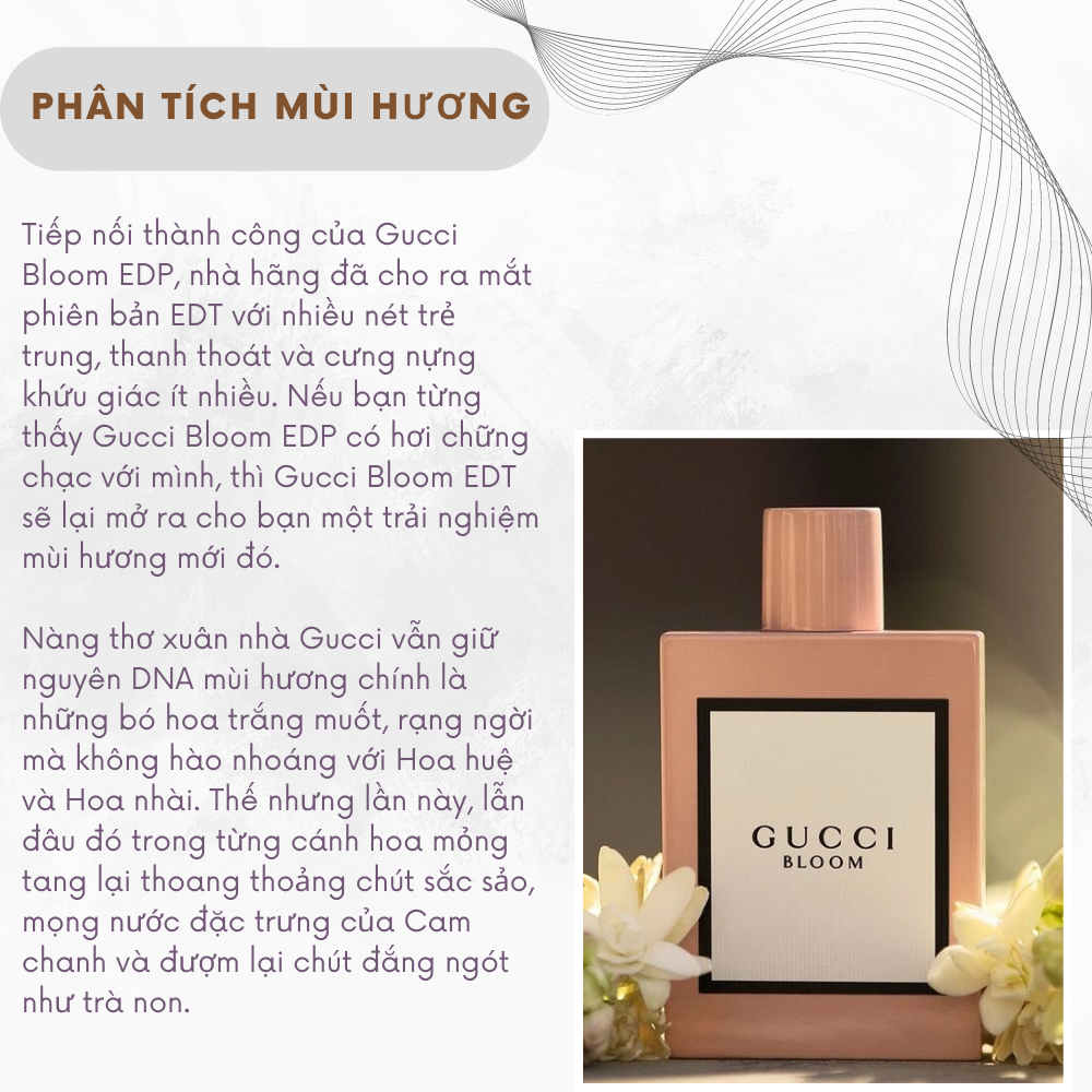 Nước hoa nữ Gucci Bloom Gocce Di Fiori EDT chiết 10ml thơm lâu nhẹ nhàng tươi mới- Hakata Official