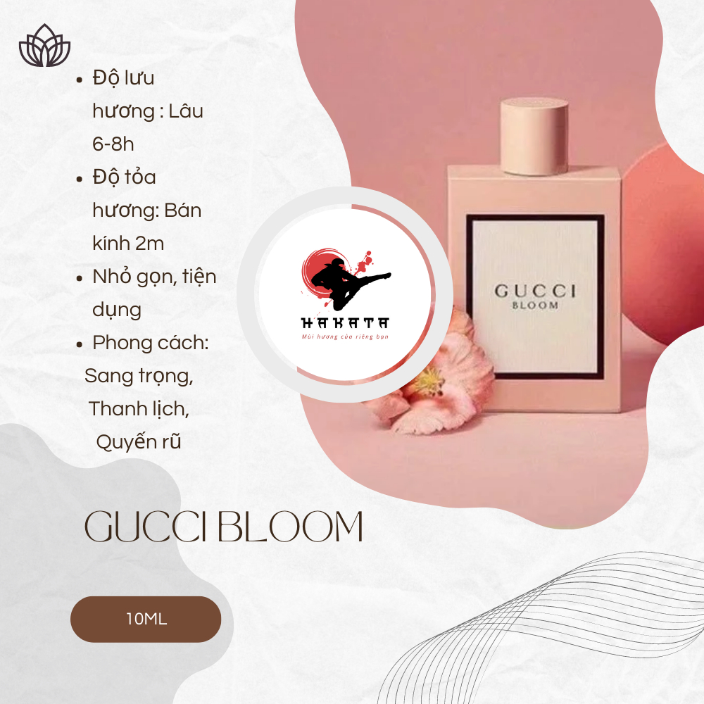 Nước hoa nữ Gucci Bloom Gocce Di Fiori EDT chiết 10ml thơm lâu nhẹ nhàng tươi mới- Hakata Official