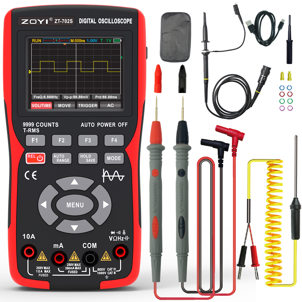 Đồng hồ đo điện kết hợp đo sóng ABG ZT-702S máy hiện sóng đo điện, đo sóng, màn hình IPS 2,8in, tốc độ lấy mẫu 48M