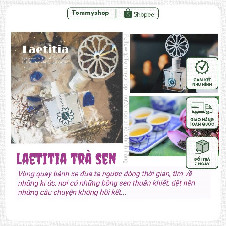 10ML | Nước hoa Unisex Trà Sen Laetitia nhẹ nhàng cuốn hút