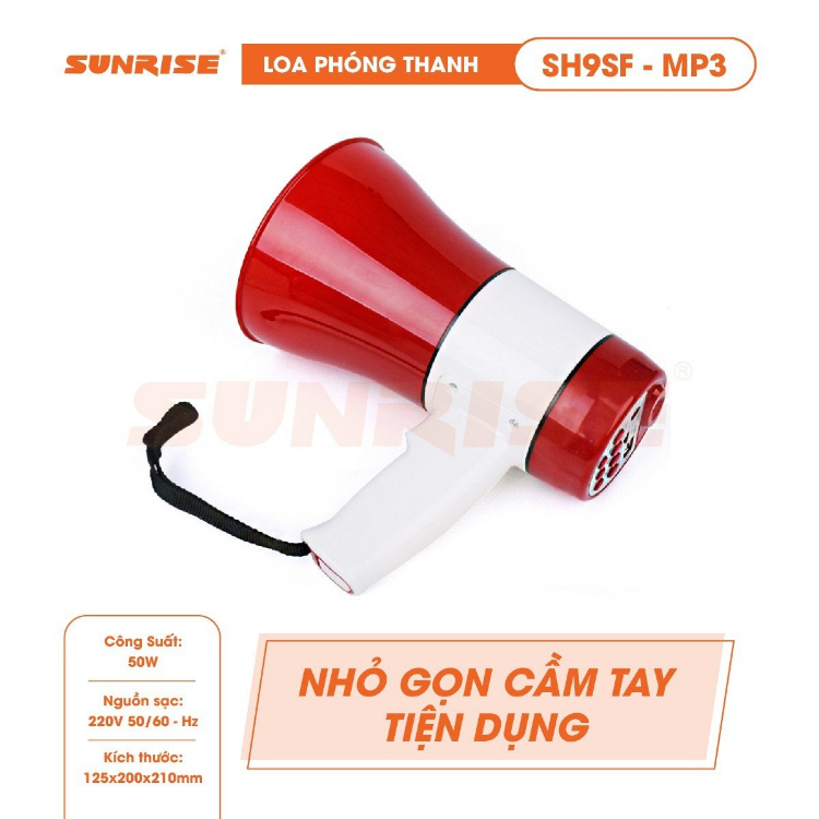 Loa phóng thanh công suất lớn 50W chính hãng Sunrise SH9SF-MP3 Loa phóng thanh cầm tay, ghi âm rao bán hàng