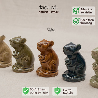 Chuột gốm hiên vân, tượng gốm tại trại cá phụ kiện trang trí nhà cửa, kệ tủ, bàn làm việc, decor chụp ảnh, quà tặng