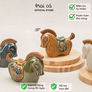 Tượng Ngựa Gốm Hiên Vân, Họa Tiết Lưng Mây, Ngựa Cổ Điển Nhỏ Tại TRẠI CÁ Decor Kệ Tủ, Bookmark, Quà Tặng, Phong Thủy