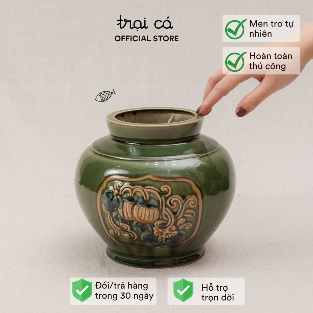 Bình Hoa, Lọ Hoa Họa Tiết Hoa Quả Gốm Hiên Vân Tại TRẠI CÁ Decor Trang Trí Bàn Ăn, Bàn Trà, Bàn Làm Việc, Quà tặng
