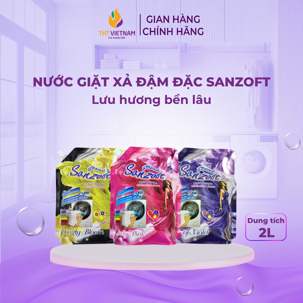 Nước giặt xả Sanzoft Chính hãng Lưu hương lâu Đậm đặc 2000 ml