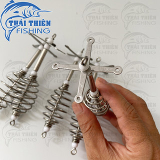 Bộ 5 cái lò xo lăng xê chữ thập inox chống rối bằng thép không gỉ dùng buộc lưỡi câu lăng xê