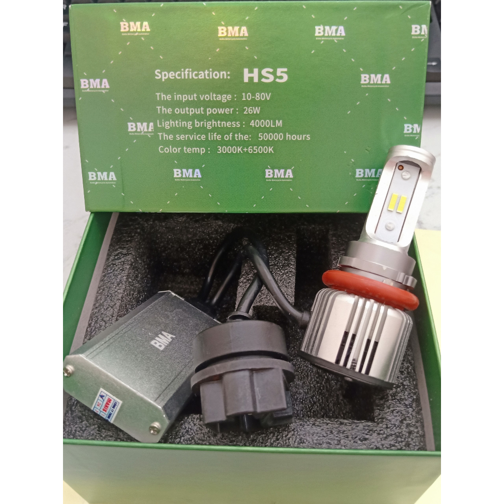 ĐÈN PHA LED XE AB ĐẦU BÒ, LEAD 110, PCX 2011 Hàng BMA Có quạt tản nhiệt Mẫu Mới Siêu Sáng Chân HS5