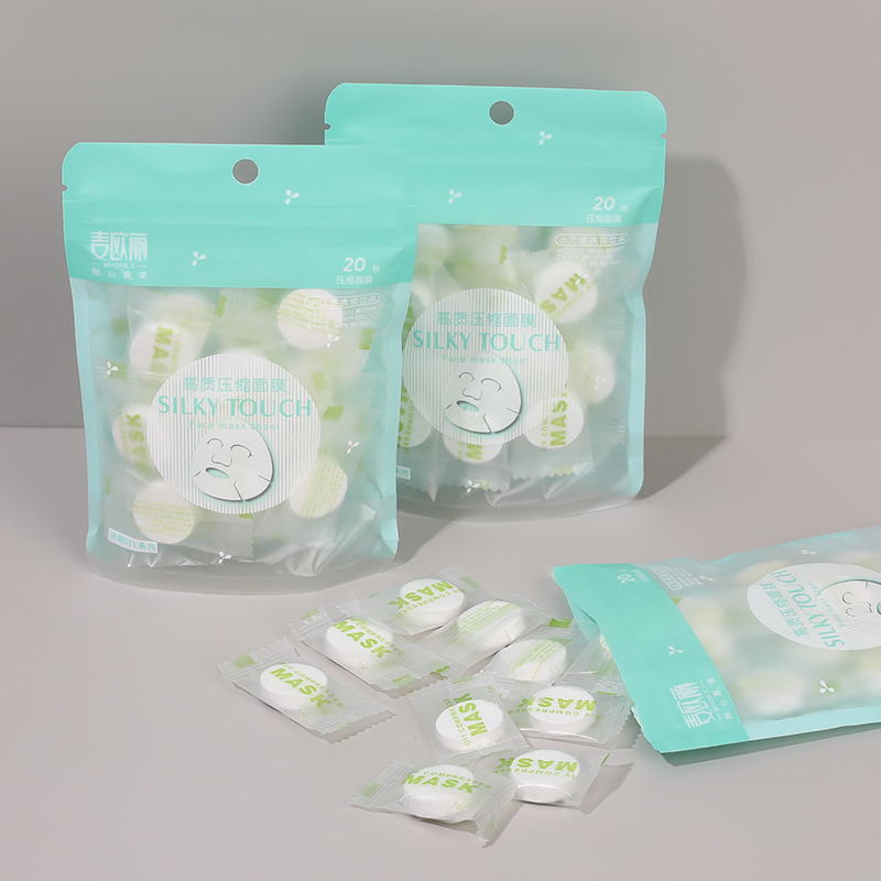 Mặt Nạ Giấy Nén Dạng Viên Kẹo Cấp Ẩm Thải Độc Túi 20 Viên Nội địa Trung