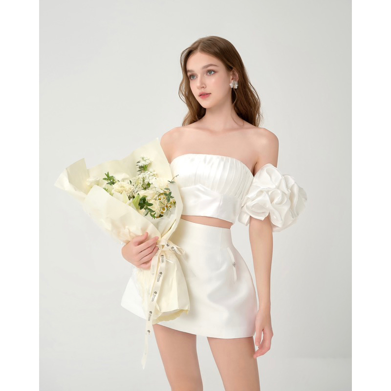 Áo tay phồng dự tiệc - Peony top - RED BEAN