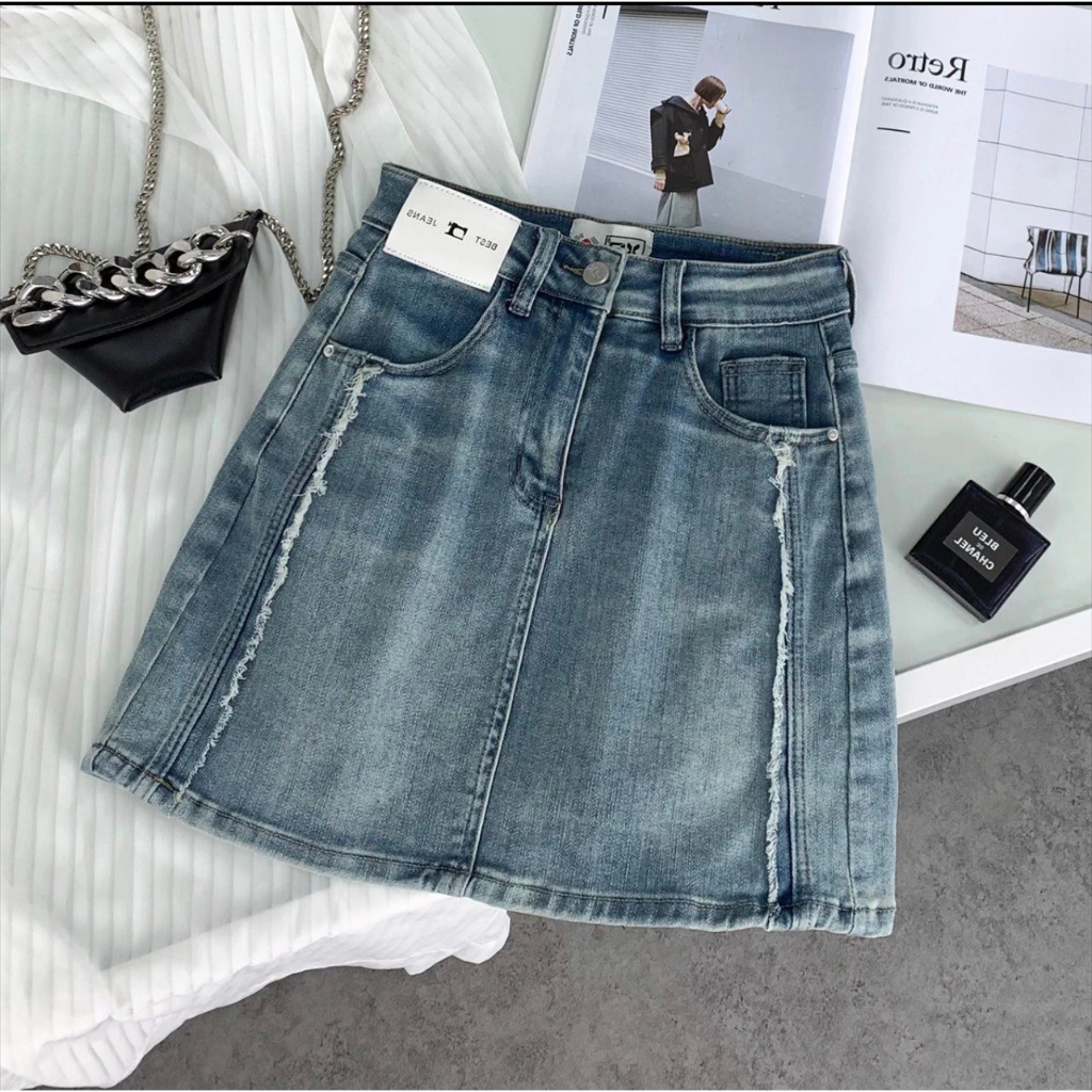 Chân Váy Jean Ngắn Nữ Bigsize Mập Fashion Chân Váy Jean Bigsize Co Giãn 4 Chiều Thon Gọn Đủ size 50-90kg CV0008