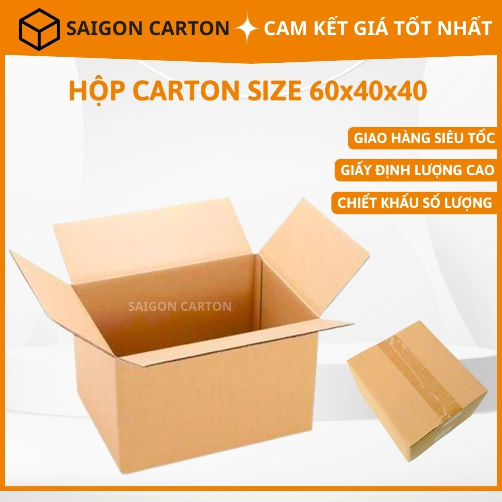 05 Hộp carton size 60x40x40 cm  - sản xuất bởi SÀI GÒN CARTON