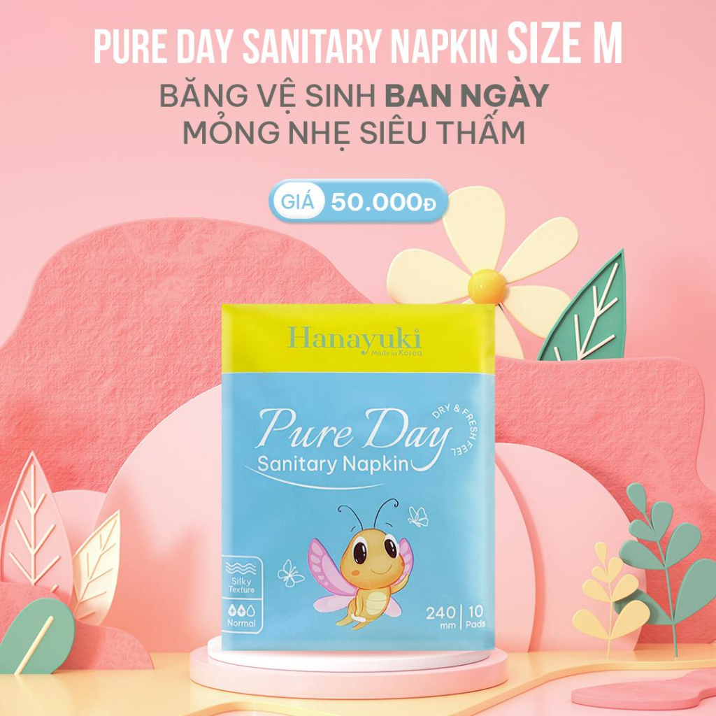 Băng Vệ Sinh Ban Ngày Siêu Thấm Pure Day Sanitary Napkin Size M