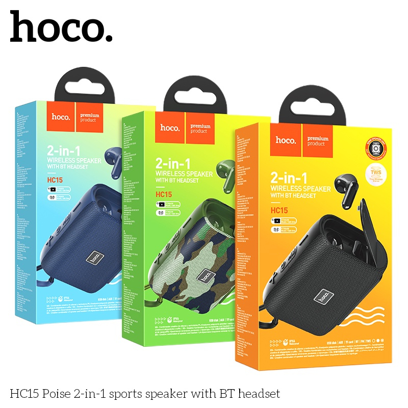 Loa Bluetooth Hoco HC15 Kèm Tai Nghe Mini Hát Siêu Hay Nghe 3h