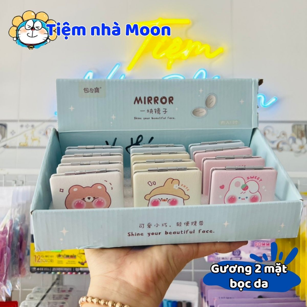 GƯƠNG 2 MẶT BỌC DA CUTE