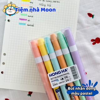 Bút dạ quang hồng hà màu pastel
