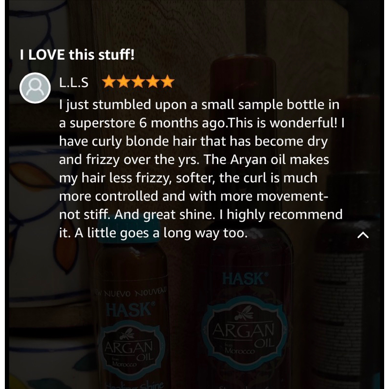 Tinh chất dưỡng phục hồi độ bóng cho tóc khô xơ chẻ ngọn, làm dày tóc HASK repairing hair oil Argan from Morocco 59ml US