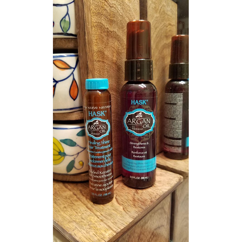 Tinh chất dưỡng phục hồi độ bóng cho tóc khô xơ chẻ ngọn, làm dày tóc HASK repairing hair oil Argan from Morocco 59ml US