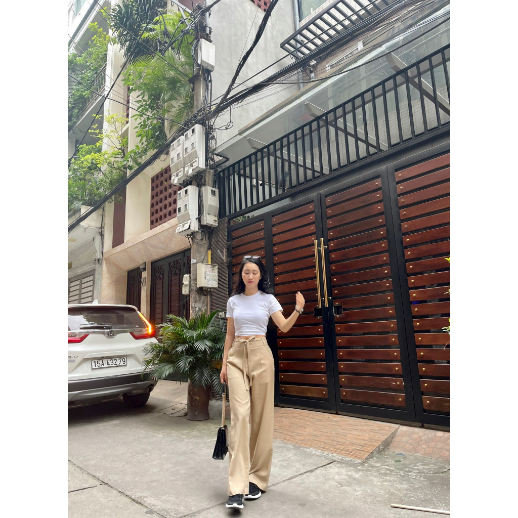Quần linen Shojo thắt dây có khoá gài
