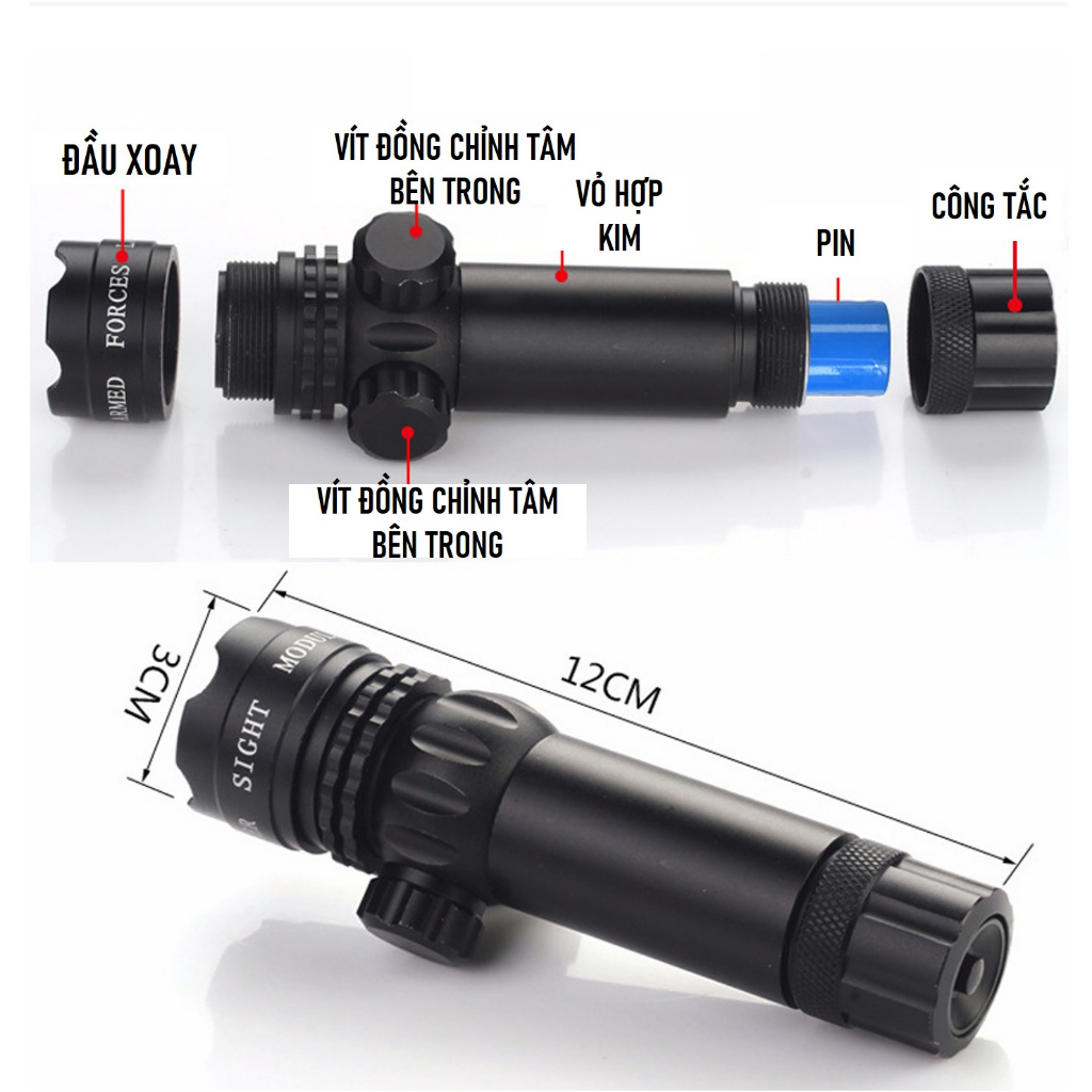 Đèn LAZE Tia Xanh Lá Kim Loại Pin Sạc - Đô Shop