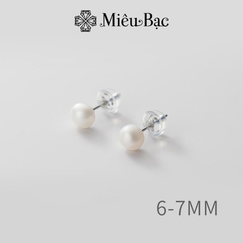 Bông tai bạc nữ Miêu bạc đính châu dễ thương chất liệu bạc S925 thời trang phụ kiện trang sức MB44