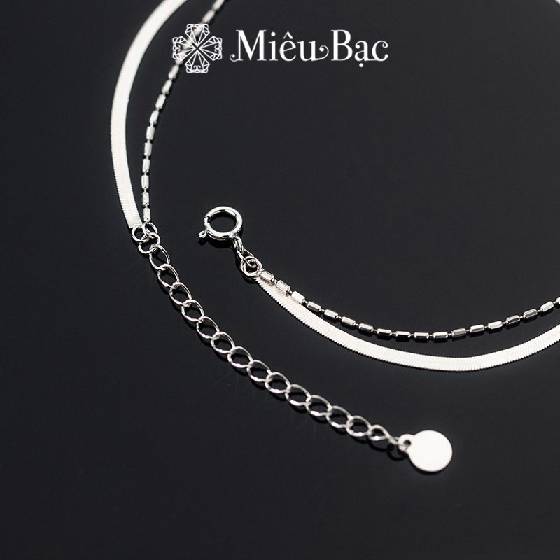 Lắc chân bạc nữ Miêu Bạc 2 lớp sang chảnh chất liệu bạc S925 thời trang phụ kiện trang sức MC02
