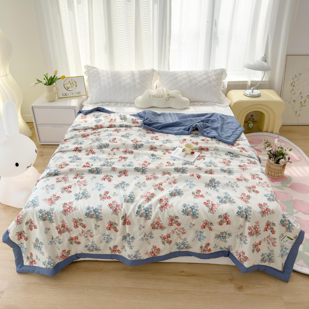 Chăn đũi trần bông đắp hè, mền chăn hè họa tiết xinh xắn mền mát mịn thấm hút mồ hôi hàng nhập khẩu cao cấp