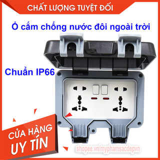 Ổ cắm điện đôi ngoài trời chống nước kèm công tắc bao gồm cả hộp và mặt ổ cắm