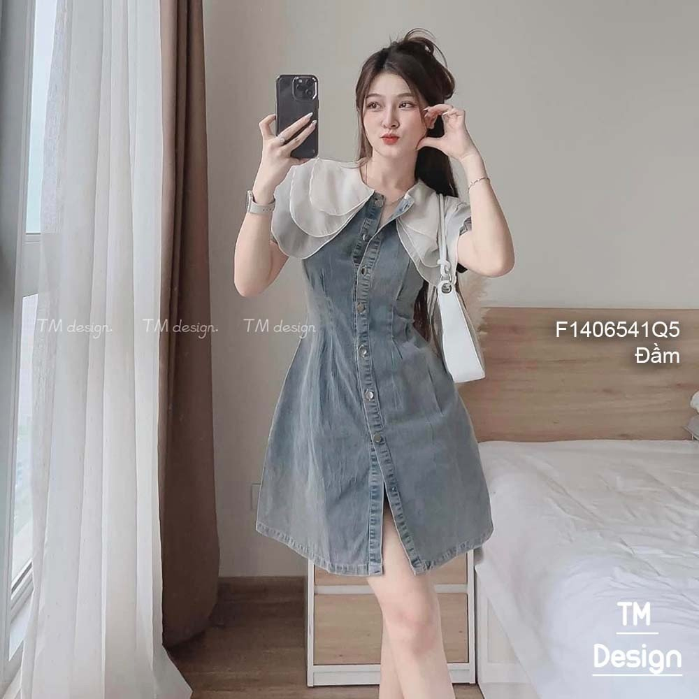 Đầm xoè cổ bèo phối tơ tầng tay ngắn xinh xắn!