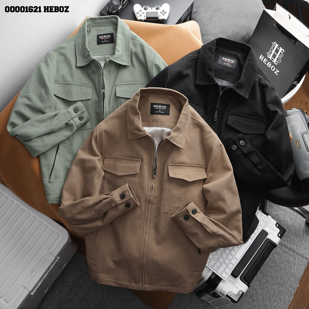 Áo khoác kaki dáng classic Heboz 3M, vải kaki cao cấp, có dây kéo thời trang phong cách - 00001621