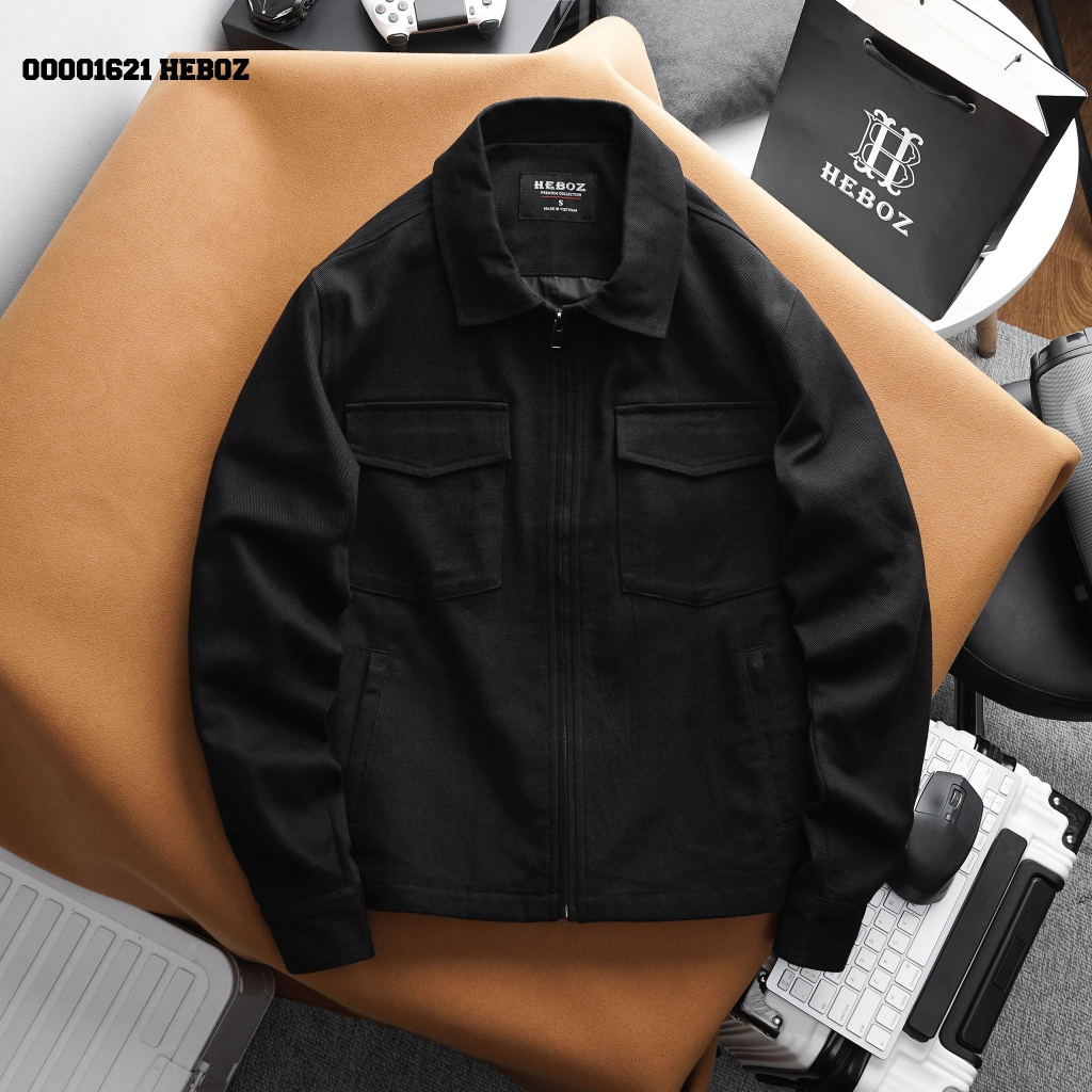 Áo khoác kaki dáng classic Heboz 3M, vải kaki cao cấp, có dây kéo thời trang phong cách - 00001621